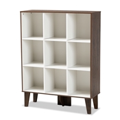 Baxton Studio Senja Modern and Contemporary Two-Tone White and Walnut Brown Finished Wood 9-Shelf Bookcase